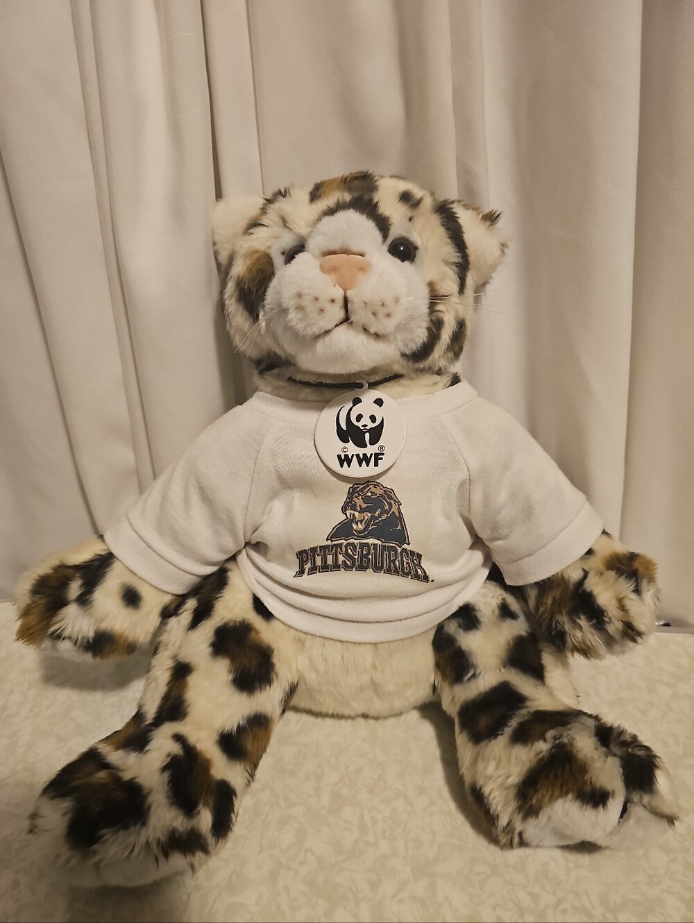 Build A Bear WWF Pittsburgh Leopard Plush in White Tee